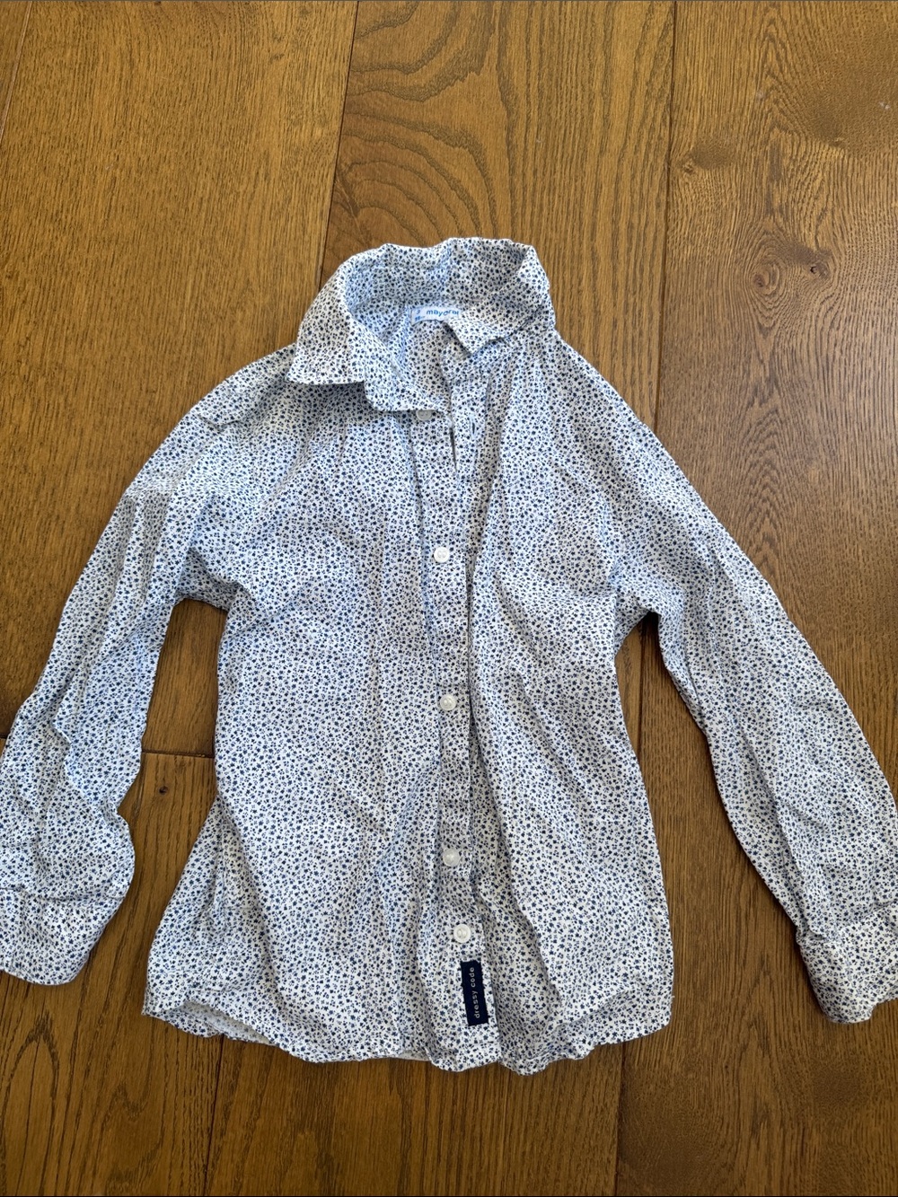 Mayoral boys White & Navy Printed Button-Up Shirt - flower pattern 3t